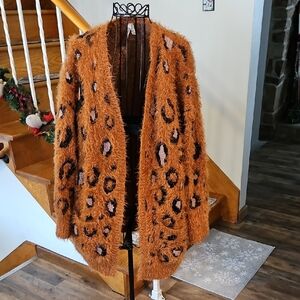 👚Mudd Brown Leopard Print Fuzzy Cardigan